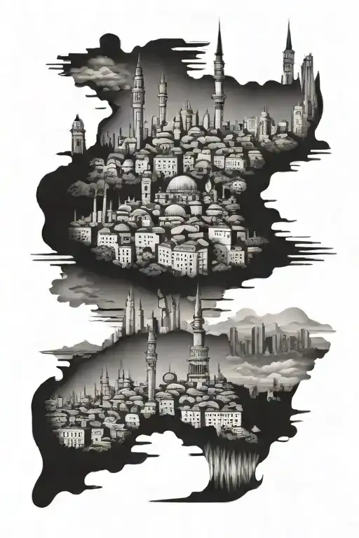 Istanbul cityscape tattoo design idea