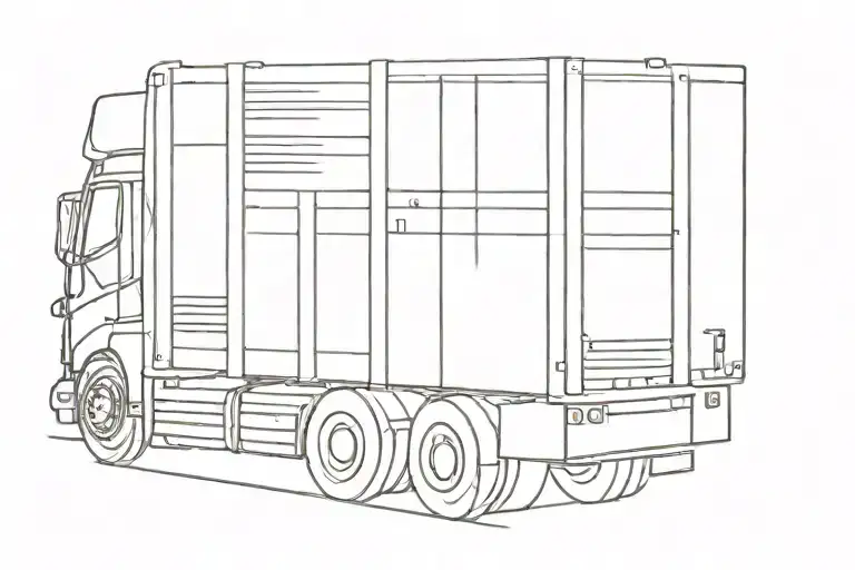 Semi Truck with Prison Bars on highway tattoo design idea