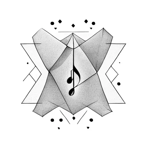 Musical notes forming the shape of a paper plane tattoo design idea