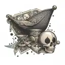 A unique design combining playing cards and billiard balls, with a subtle nod to Captain Morgan's iconic pose tattoo design idea