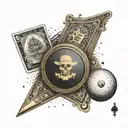 A unique design combining playing cards and billiard balls, with a subtle nod to Captain Morgan's iconic pose tattoo design idea