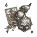 A unique design combining playing cards and billiard balls, with a subtle nod to Captain Morgan's iconic pose tattoo design idea