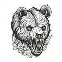 grizzly bear skull tattoo design idea