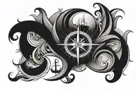 I would like a tattoo that combines a wave, the wind rapresented by a compass and an anchor tattoo design idea