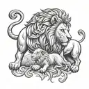 lion and a lamb with the number 99 tattoo design idea