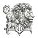 lion and a lamb with the number 99 tattoo design idea