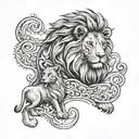 lion and a lamb with the number 99 tattoo design idea