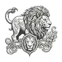 lion and a lamb with the number 99 tattoo design idea