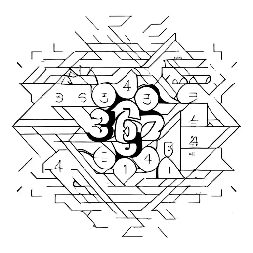 ten simplistic art style designs of the number '42'. Focus on clean lines and negative space. tattoo design idea