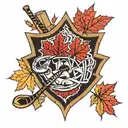 hockey inside a maple leaf tattoo design idea