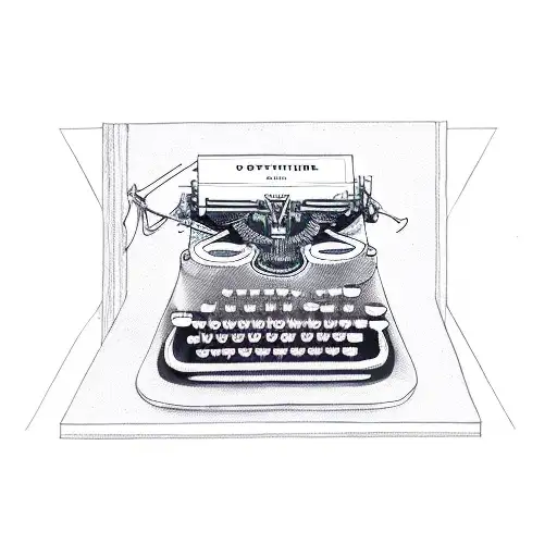 Vintage typewriter or quill pen tattoo design idea