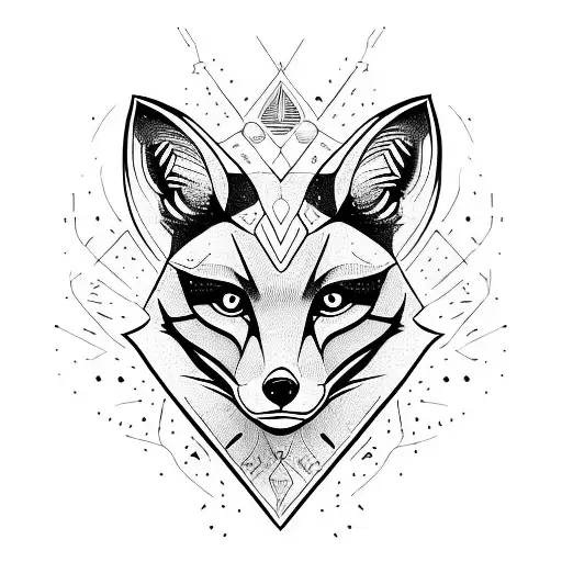 Fox head frontal tattoo design idea