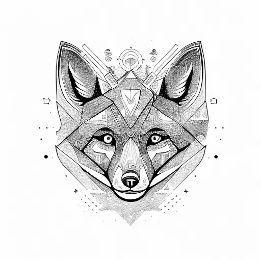 Fox head frontal tattoo design idea