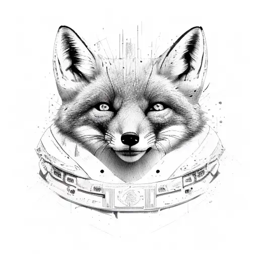 Fox head frontal tattoo design idea