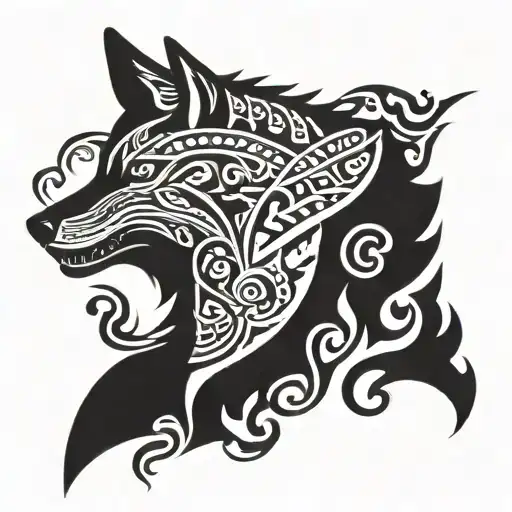 wolf and mexico flag tattoo design idea