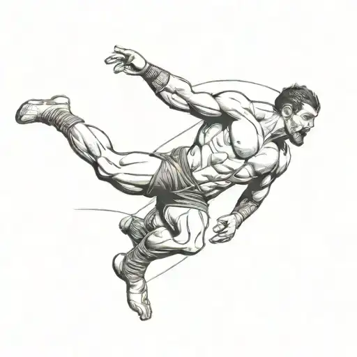 a wrestler in the air use reference  tattoo design idea