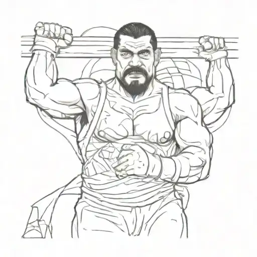 Create a realistic tattoo design featuring the wrestler Sabu from his appearance at ECW One Night Stand 2005.  tattoo design idea