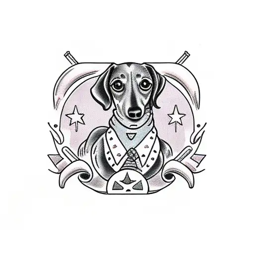 dachshund de lado tattoo design idea