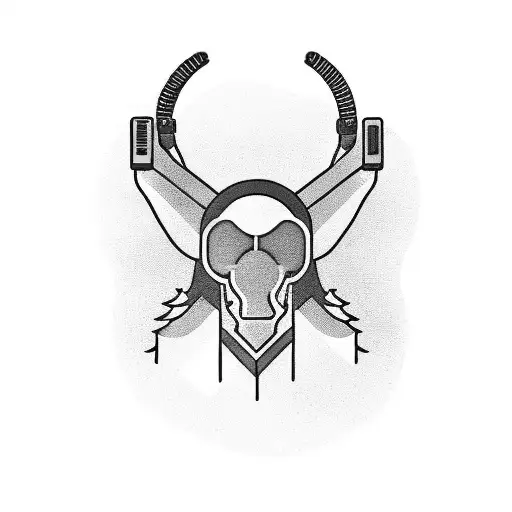 A blackwork tattoo of an Arctic Monkey playing a video game on a vintage TV tattoo design idea