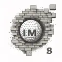A golf ball breaking through a brick wall with the letters 'I 8 M' engraved on the bricks tattoo design idea