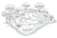 A surrealistic interpretation of a golf course, with hidden messages of the letters I 8 M throughout the scene tattoo design idea