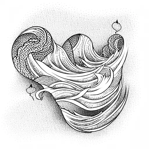 full blackwork, japanese, waves, hand of sleeve, carp colored  tattoo design idea