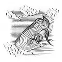 full blackwork, japanese, waves, hand of sleeve, carp colored  tattoo design idea