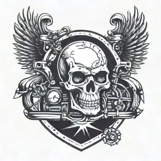 skull on speed motorcycle tattoo design idea