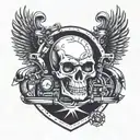 skull on speed motorcycle tattoo design idea