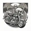 skull on speed motorcycle tattoo design idea