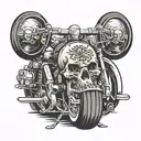 skull on speed motorcycle tattoo design idea