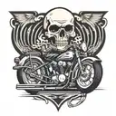 skull on speed motorcycle tattoo design idea