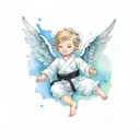 Baby Angel in Jiujtsu Gi Black Belt tattoo design idea
