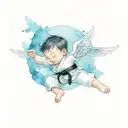 Baby Angel in Jiujtsu Gi Black Belt tattoo design idea