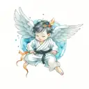 Baby Angel in Jiujtsu Gi Black Belt tattoo design idea