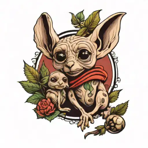 weed and dobby tattoo design idea