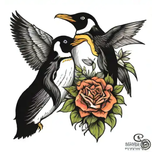 Penguin and aphrodite tattoo tattoo design idea
