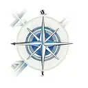 A minimalist tattoo of a compass combined with binary code, representing the intersection of technology and travel tattoo design idea