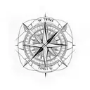 A minimalist tattoo of a compass combined with binary code, representing the intersection of technology and travel tattoo design idea