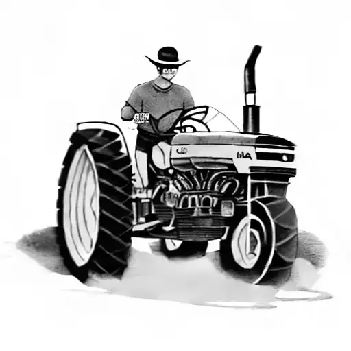 a man on a tractor tattoo design idea