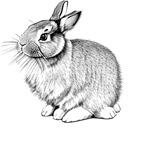 a rabbit on a black background tattoo design idea