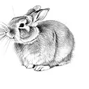 a rabbit on a black background tattoo design idea