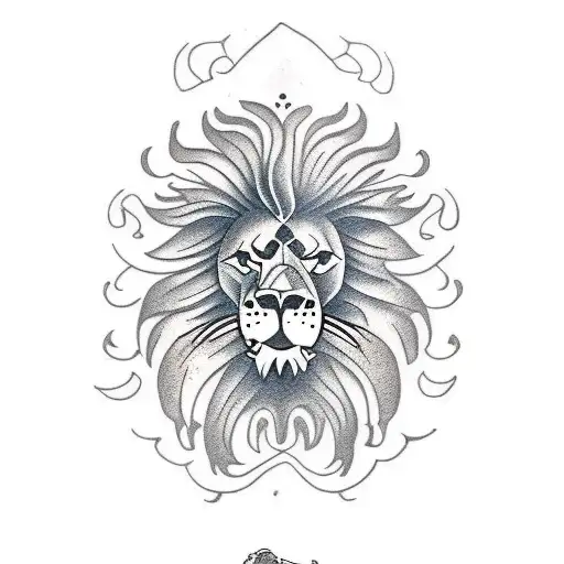 lion skeleton tattoo design idea