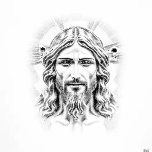 jesus face tattoo design idea