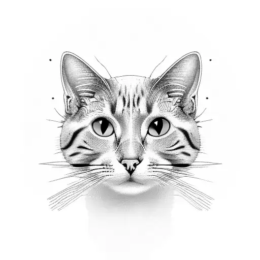 A realistic portrait of your beloved cat, capturing their unique personality and charm tattoo design idea