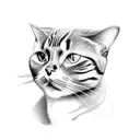 A realistic portrait of your beloved cat, capturing their unique personality and charm tattoo design idea