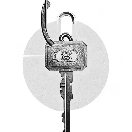 A key unlocking a door with a money-filled room inside tattoo design idea