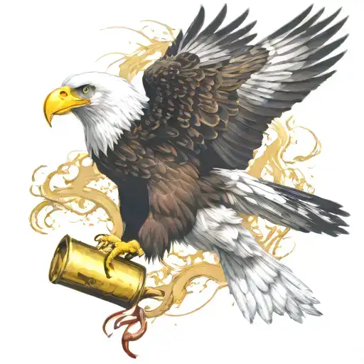 fish eagle catching gold bar sigma male tattoo design idea