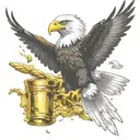 front aproaching facing viewer fish eagle catching gold bar sigma male tattoo design idea