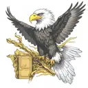 front aproaching facing viewer fish eagle catching gold bar sigma male tattoo design idea